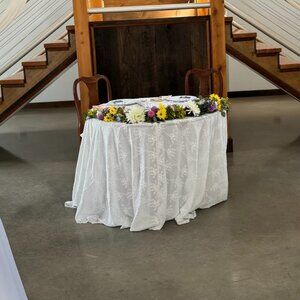 White Lace Embroidered Tablecloth - Round